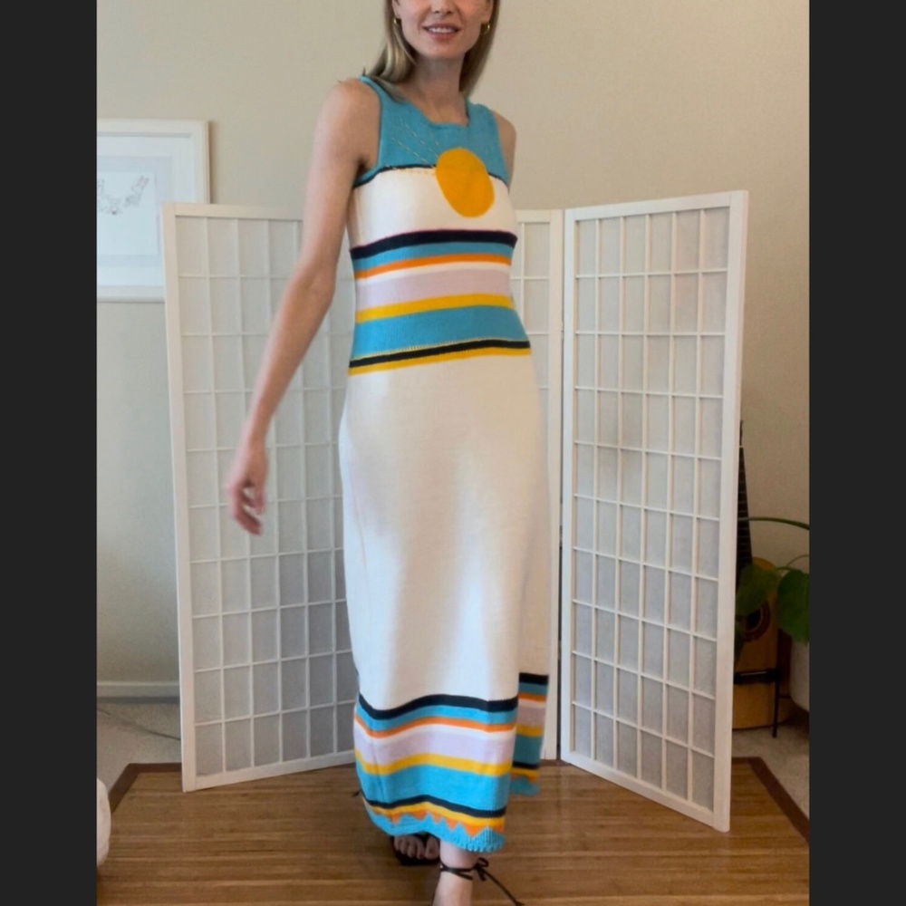 Multi-Color Maxi Sweater Shift Dress